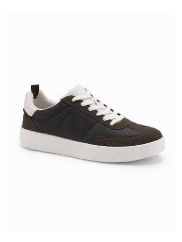 Ombre Old-school men's sneakers on thick sole - dark brown