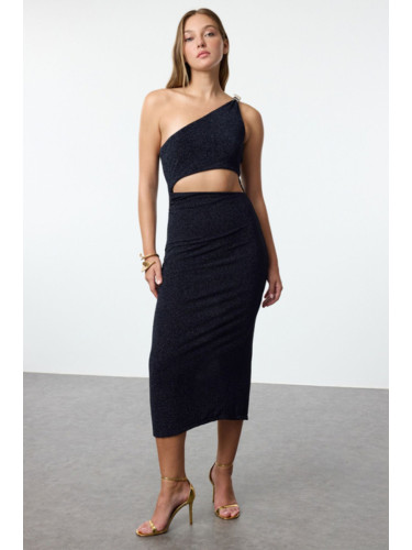 Trendyol X Zeynep Tosun Navy Blind Snake Accessory Detailed Simply Stylish Evening Dress