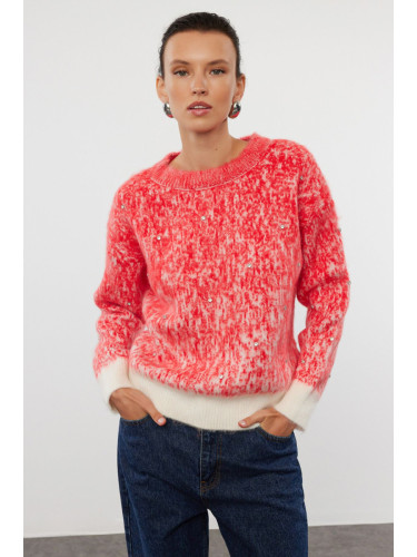 Trendyol Red Soft Textured Patterned Knitwear Sweater