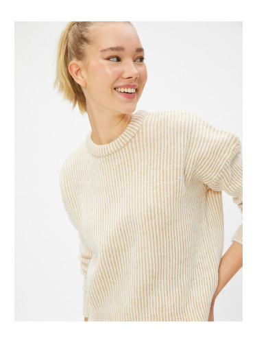 Koton Basic Knitwear Sweater Crew Neck Ribbed Long Sleeve