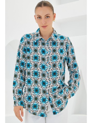 Bigdart 3721 Graphic Patterned Shirt - B.Blue