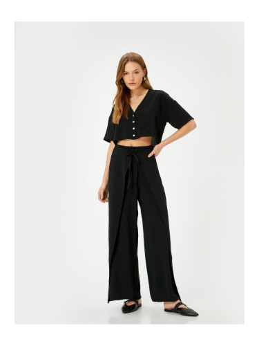 Koton Wide Leg Trousers with Cap, Tie Detail, Elastic Waist