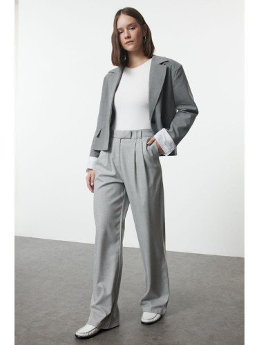 Trendyol Grey Polyviscon Wide Leg Woven Trousers