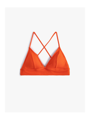 Koton Triangle Bikini Top Textured Cross Strap Covered