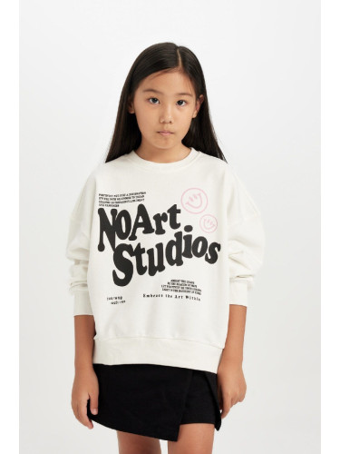 DEFACTO Girl Oversize Fit Crew Neck Sweatshirt