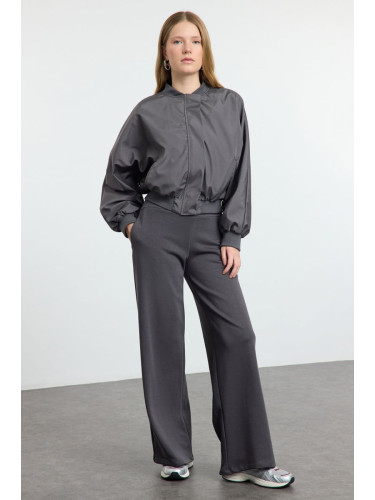 Trendyol Anthracite Thin Extra High Waist Wide Leg/Wide Cut Trousers