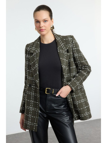 Trendyol Khaki Oversized Tweed Blazer Jacket