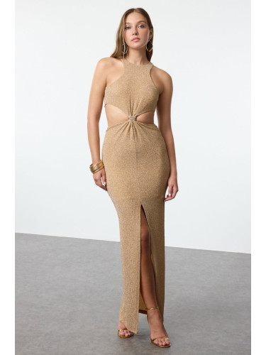 Trendyol X Zeynep Tosun Golden Snake Accessory Gleaming Long Night Evening Dress & Graduation Dress