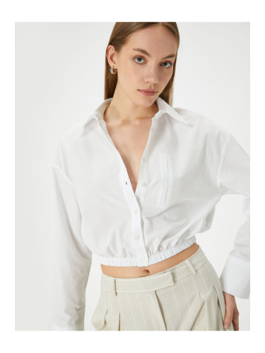 Koton Crop Shirt with Elastic Waist Buttons Cotton Standard Cut