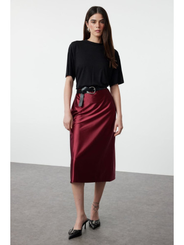 Trendyol Claret Red Premium Satin A-Line/A-Line Skirt