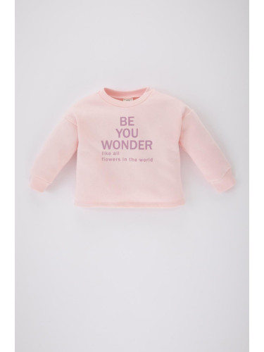 DEFACTO Baby Girl Crew Neck Printed Sweatshirt