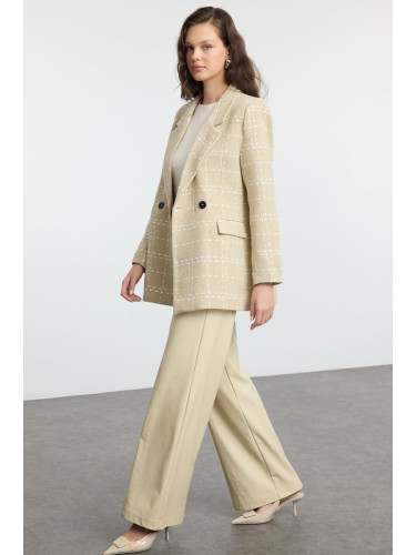 Trendyol Beige Tweed Oversize Blazer Jacket