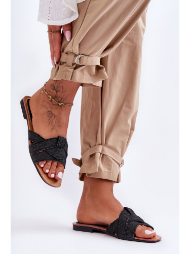 Boto Дамски чехли от материя черни Aversa