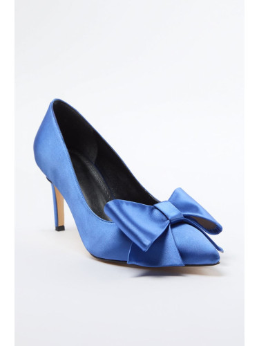 Trendyol Blue Bow Satin Women's Classic Thin Heel Shoes