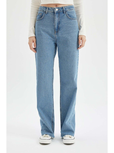 DEFACTO 90's Wide Leg High Waist Cut-Off Jean Washed Trousers