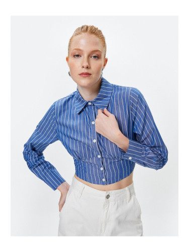 Koton Crop Shirt Long Sleeve Classic Collar Cotton