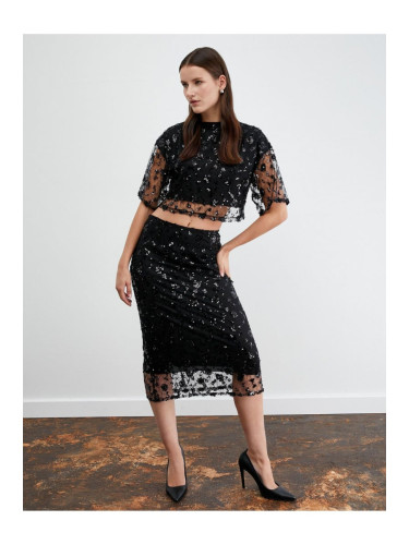 Koton Tuba Ünsal X Cotton - Midi Sequined Sequin Skirt