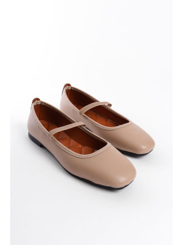 Capone Outfitters Women's Strappy Matte Beige Ballerinas