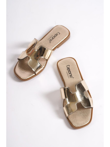 Capone Outfitters Capone Mirrored Halsey Gold Women's Slippers