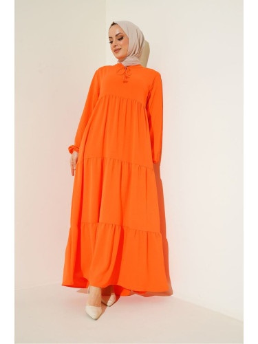 Bigdart 1627 Collar Lace-up Hijab Dress - Orange