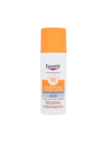 Eucerin Sun Protection Photoaging Control Tinted Gel-Cream SPF50+ Слънцезащитен продукт за лице за жени 50 ml Нюанс Medium увредена кутия