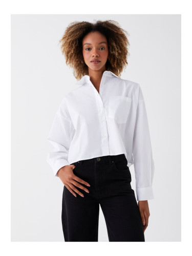 LC Waikiki XSIDE Women's Plain Long Sleeve Crop Poplin Shirt