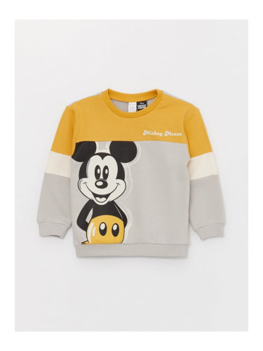 LC Waikiki Crew Neck Long Sleeve Mickey Mouse Printed Baby Boy Sweatshirt