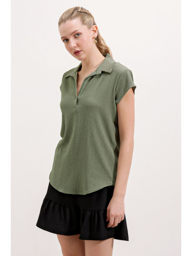 Bigdart 20123 Polo Knitted Blouse - Khaki