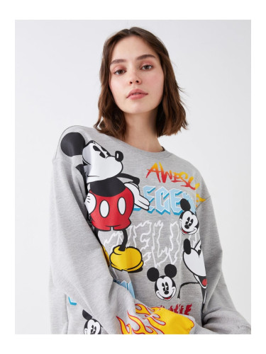 LC Waikiki Crew Neck Mickey Mouse Printed Long Sleeve Women's Sweatshirt