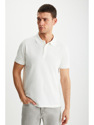 GRIMELANGE RAMADANP005 Men's 100% Cotton Ecru Polo Neck T-shir