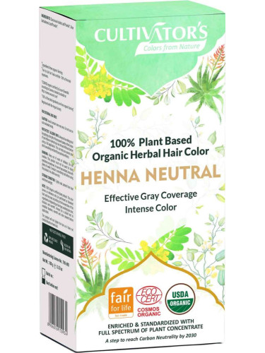 Био билкова боя за коса - безцветна къна - Cultivator's, Henna Fox, 100 g