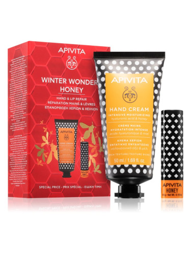 Apivita Hand Care Winter Wonders Honey коледен подаръчен комплект (Bio-Eco Product, 100% Natural Derived Ingredients)