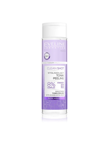 Eveline Cosmetics Clean Shot 8% Complex Of Hydroxy Acids изглаждащ тоник с пилинг ефект 200 мл.