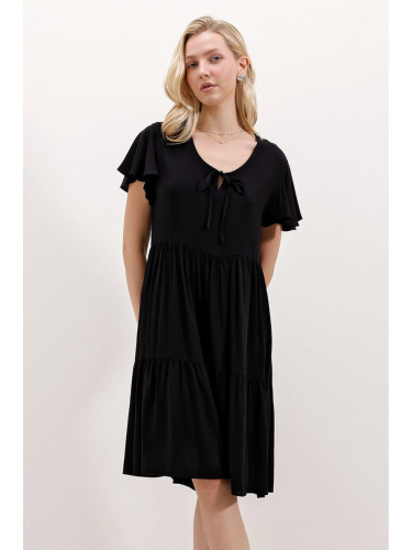 Bigdart 2352 V-Neck Short Dress - D. Black