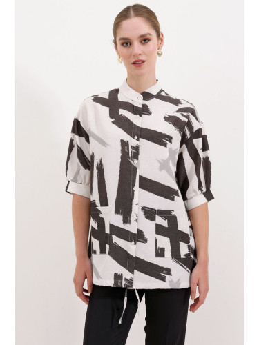 Bigdart 20226 Patterned Oversize Shirt - Black