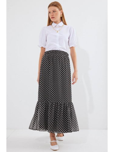 Bigdart 8010 Patterned Chiffon Skirt - C.Black