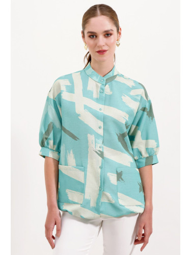 Bigdart 20226 Patterned Oversize Shirt - Mint