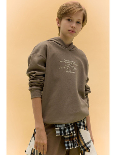 DEFACTO Boy Oversize Fit Wide Pattern Printed Hooded Sweatshirt