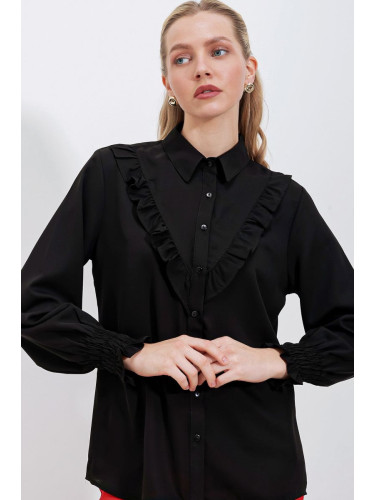 Bigdart 20223 Frilly Long Sleeve Shirt - Black