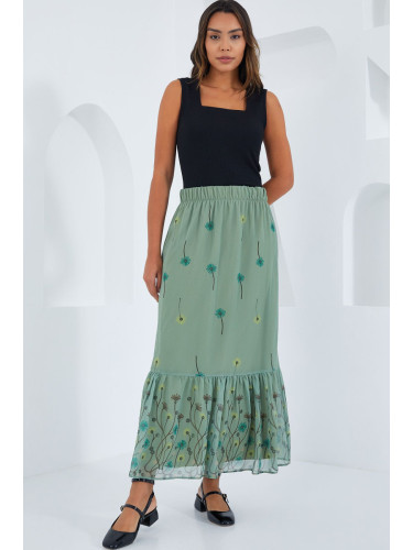 Bigdart Women's Çağla Patterned Chiffon Skirt 8010