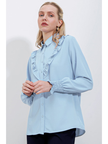 Bigdart 20223 Frilly Long Sleeve Shirt - Blue