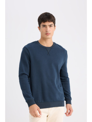 DEFACTO Regular Fit Crew Neck Thick Basic Plain Sweatshirt