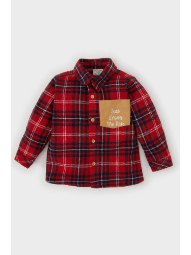 DEFACTO Baby Boy Flannel Plaid Pocket Detailed Long Sleeve Shirt