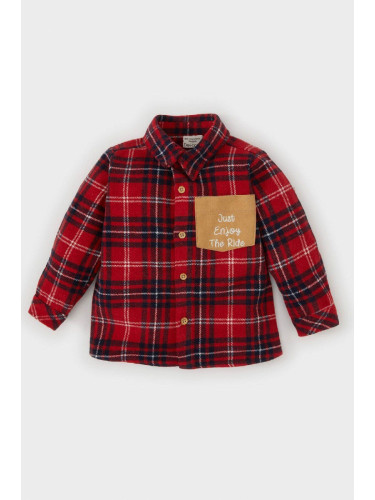 DEFACTO Baby Boy Shirt Collar Flannel Plaid Pocket Detailed Long Sleeve Shirt