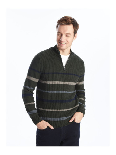 LC Waikiki Men's High Neck Long Sleeve Striped Knitwear Sweater