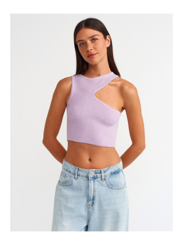 Dilvin 10173 Low-cut Collar Knitwear Top-lilac M.