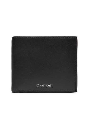 Голям мъжки портфейл Calvin Klein Ck Sleek Bifold 5cc W/Coin K50K512691 Черен