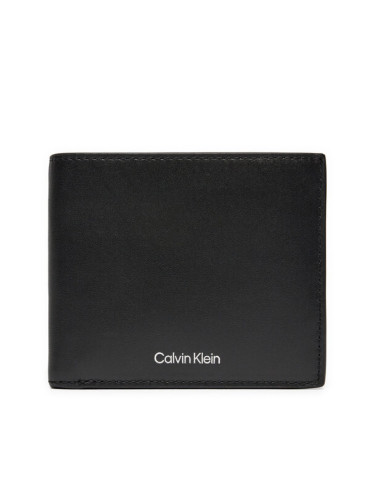 Calvin Klein Голям мъжки портфейл Ck Sleek Bifold 5cc W/Coin K50K512691 Черен