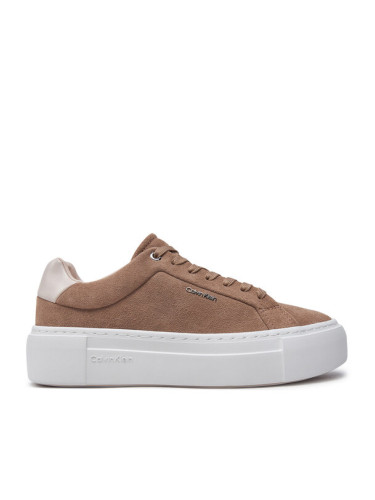 Calvin Klein Сникърси Flatform Cup Lace Up W/Ml HW0HW02282 Кафяв