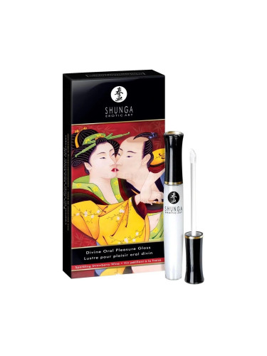 Shunga Divine Oral Pleasure Gloss Sparkling Strawberry Wine Еротична козметика за жени 10 ml